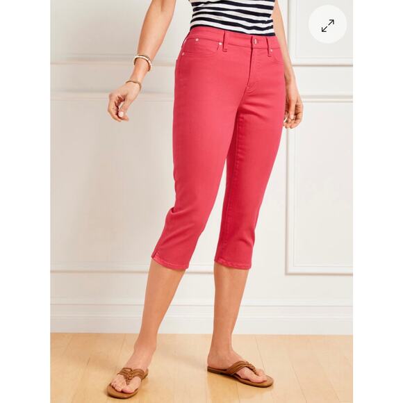 Talbots Pink / Red Pedal Pusher Jeans Size 8 Petite - Picture 1 of 12